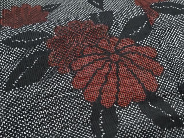 平和屋着物○上質な色無地 草花地紋 濃色 正絹 逸品 AAAZ8865ph