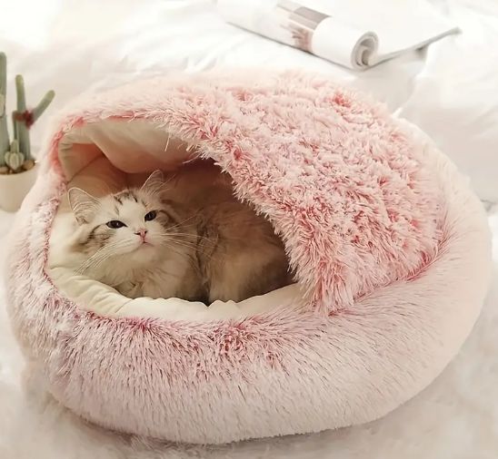 快適なグラデーション半閉じた猫ハウス - ソフトポリエステル 組み立て不要 猫に最適