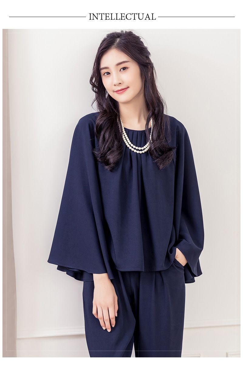 ママスーツ母ママセットアップ大きいサイズパンツドレスセットパーティー2点セットドレスパーティードレス半袖結婚式フォーマ