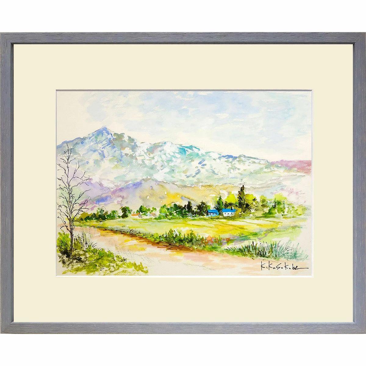 日下部寛 プロヴァンスの村 油絵 F4号