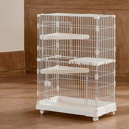 子猫すり抜け防止 猫ケージ 2段 コンパクト 組立簡単 省スペース