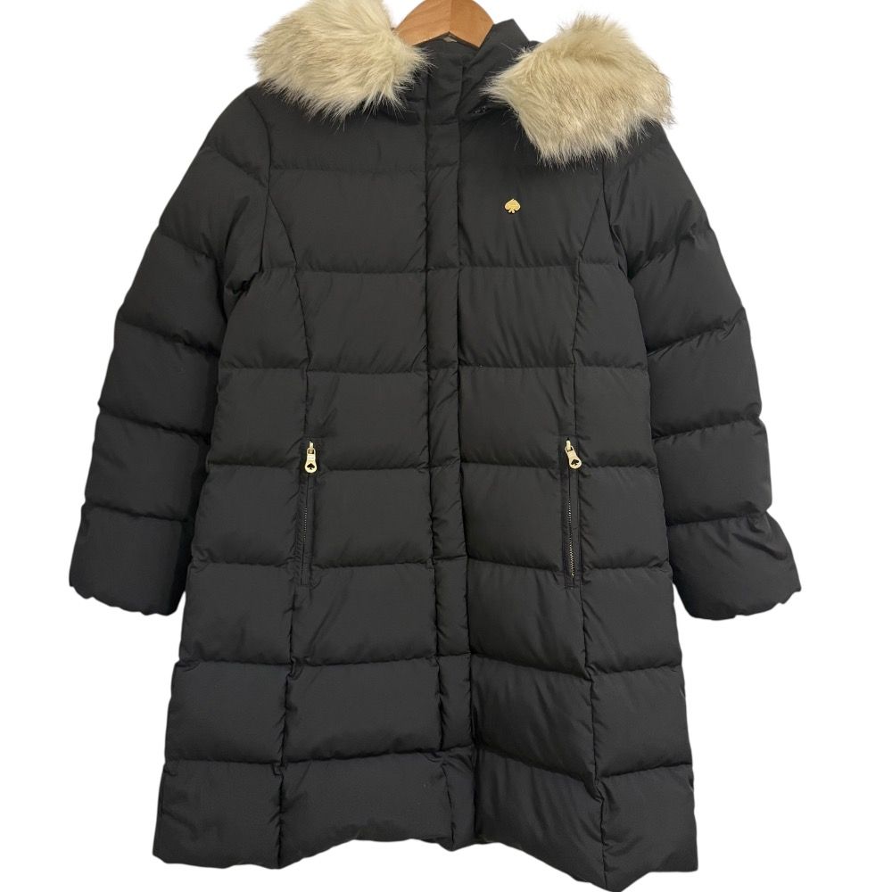 kate spade new york ケイトスペード ダウンコート キッズサイズ150 ブラック キッズ 古着