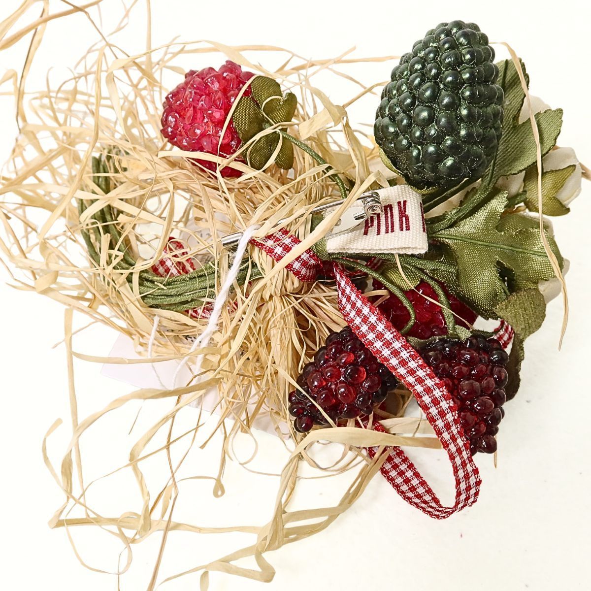 美品：紙タグあり】ピンクハウス☆苺とイチゴの花、藁のブーケ