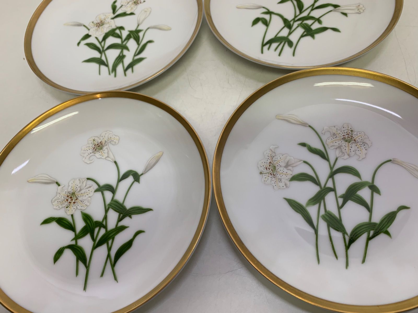 深川製磁 君島一郎 キミジマ 百合 急須 湯呑み 菓子皿