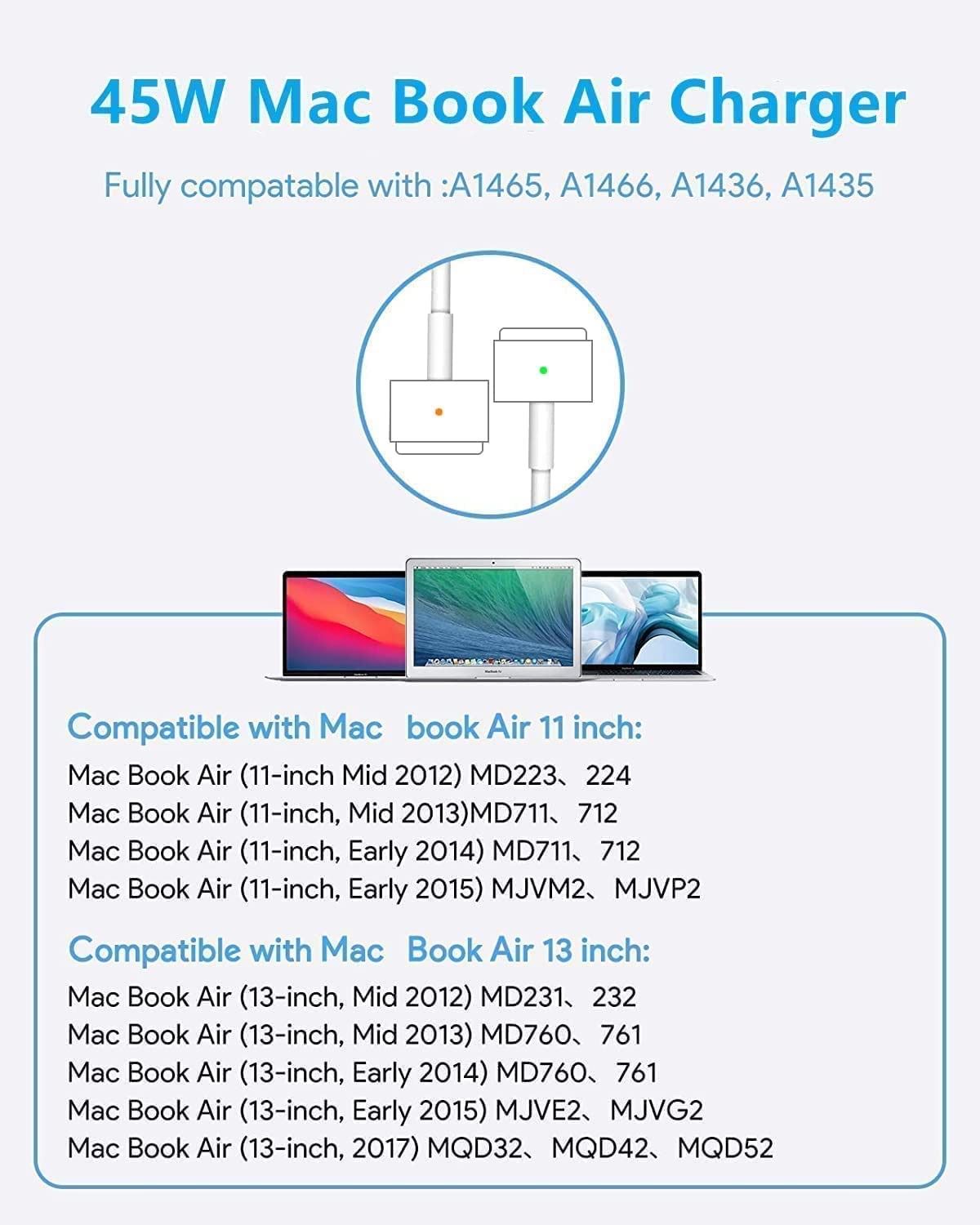 MacBook Air 充電器 互換電源アダプター 45W Mag 2 T型