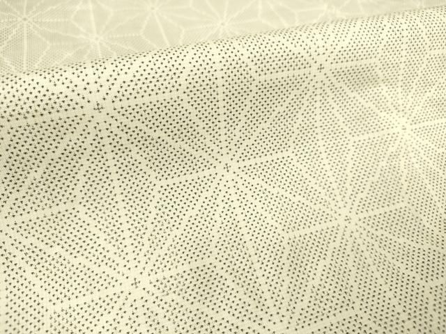 平和屋着物▽本場大島紬 白大島 単衣 9マルキ 麻の葉文 正絹 逸品