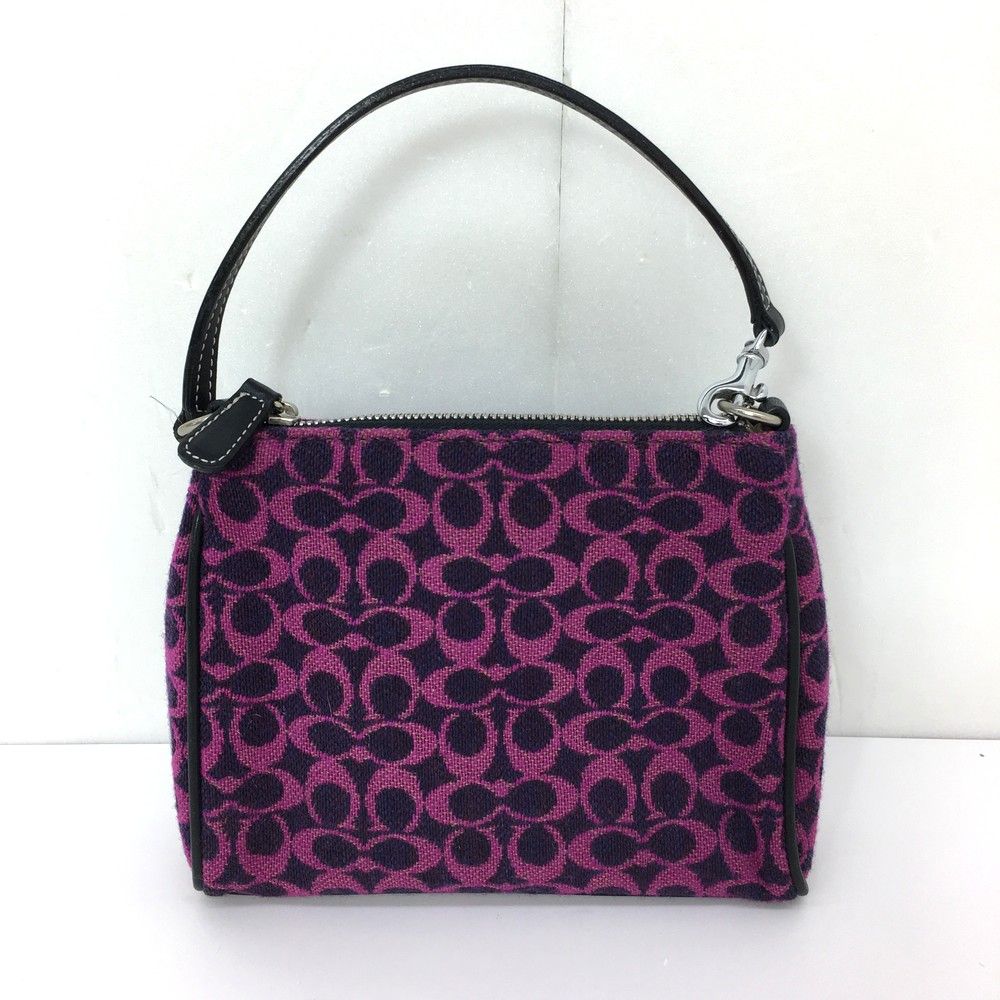 COACH コーチ アクセサリーポーチ ミニハンドバッグ シグネチャー パープル