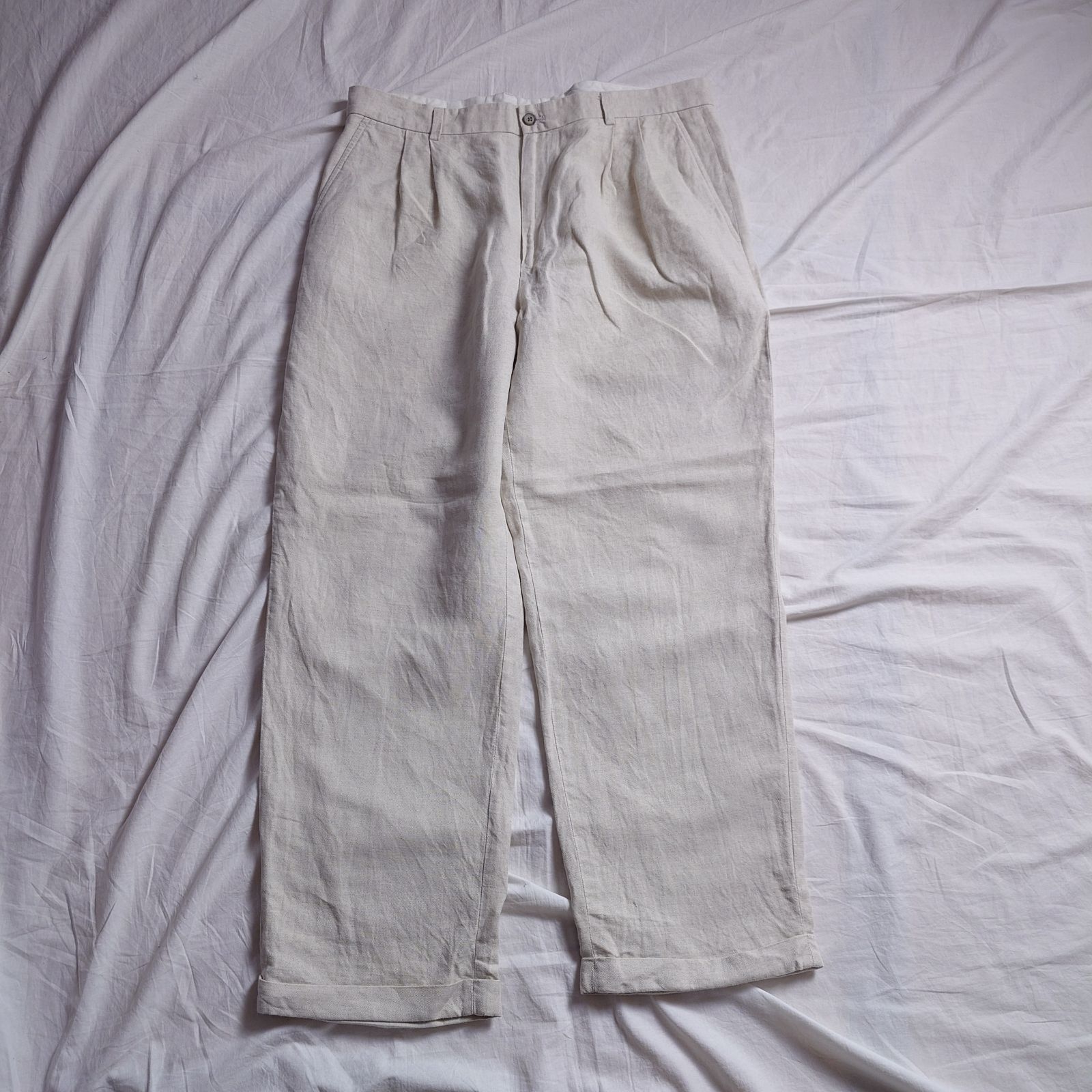 00s】claiborne クレイボーン リネンコットンパンツ ツータック クレイ