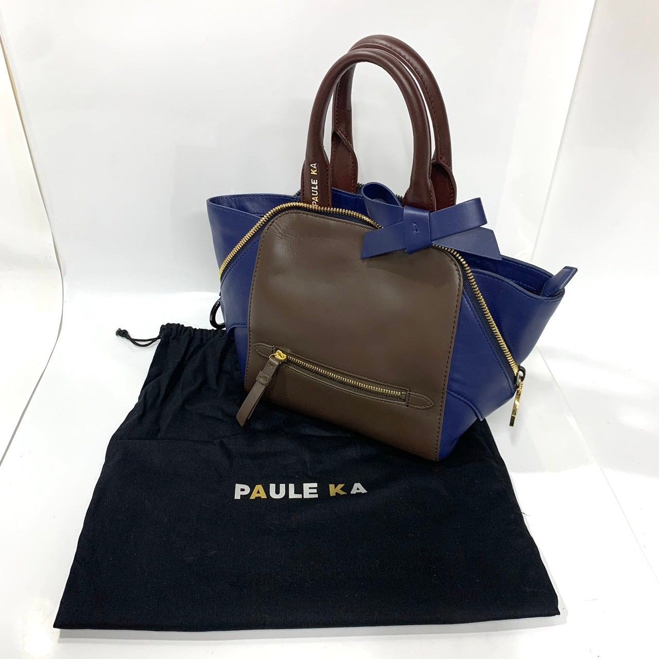 ☆-16 保存袋付き PAULE KA ポールカ ハンドバッグ バイカラー 