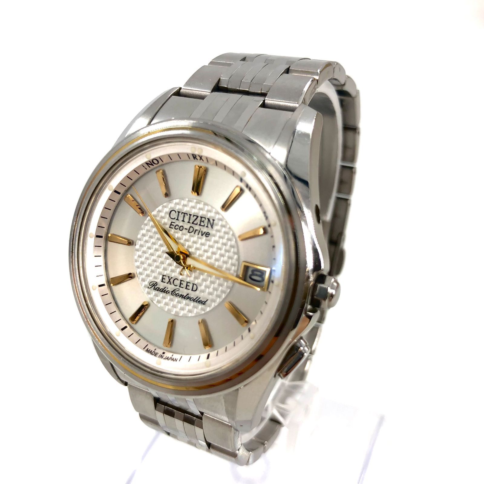 CITIZEN シチズン EXCEED エクシード エコドライブ デイト H111-T011381 電波ソーラー/SS シルバー文字盤 メンズ腕時計  稼働品【ND-700】 - メルカリ