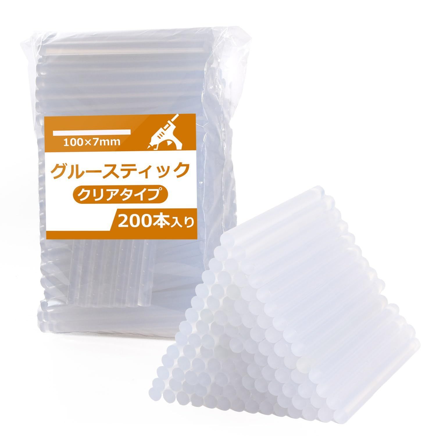 [WARAIKADO] グルーガン スティック グルースティック 透明 グルー [200本φ7mm*100mm] 大容量 クリア カラー のり ボンド シーリング 接着剤 木材 金属 ガラス 各種プラスチック