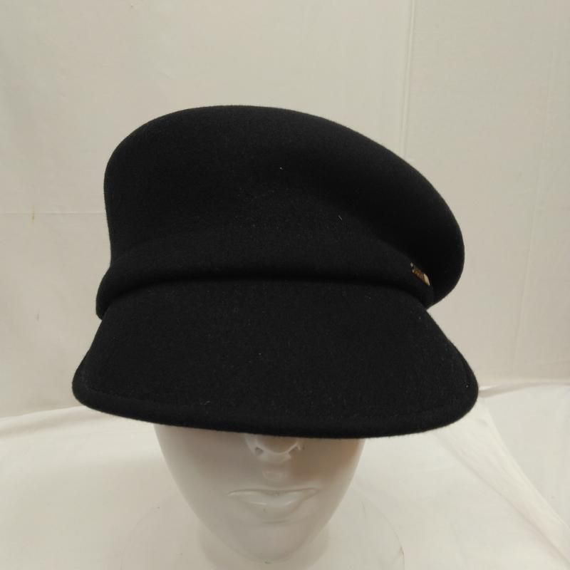 カシラ　Ca4La　ウールキャスケット　ゴールド金具　アシンメトリー　ブラック カシラ Ca4La ウールキャスケット ゴールド金具 アシンメトリー