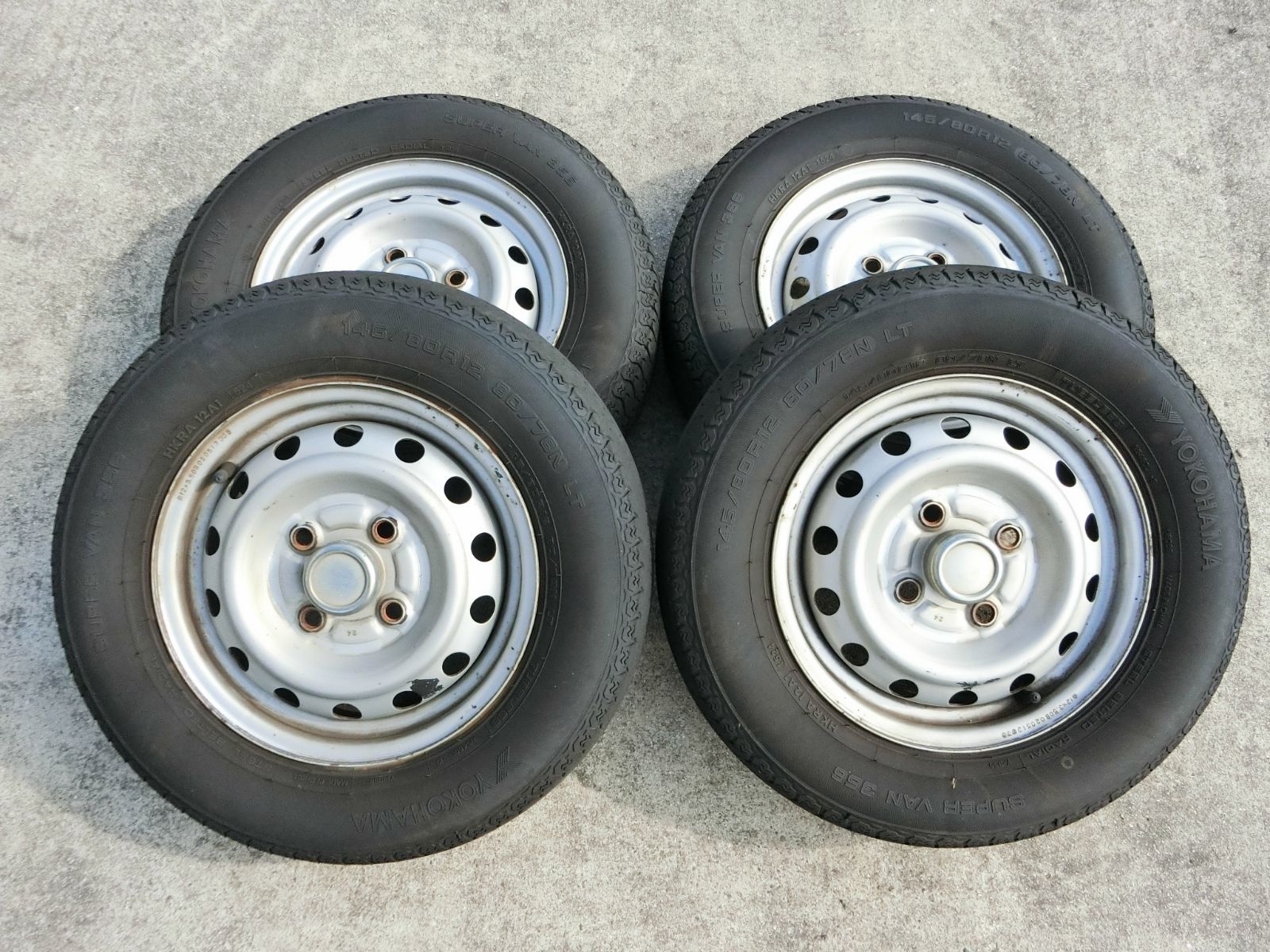 753 12インチ スチールホイール 4穴 12×3.5B 4本セット 145|80R12 三菱 ミニキャブ 外し
