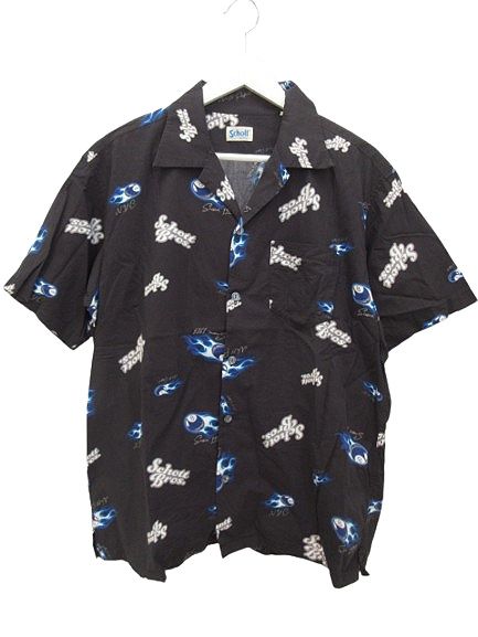 ショット SCHOTT アロハシャツ 8ボール オープンカラー ブラック