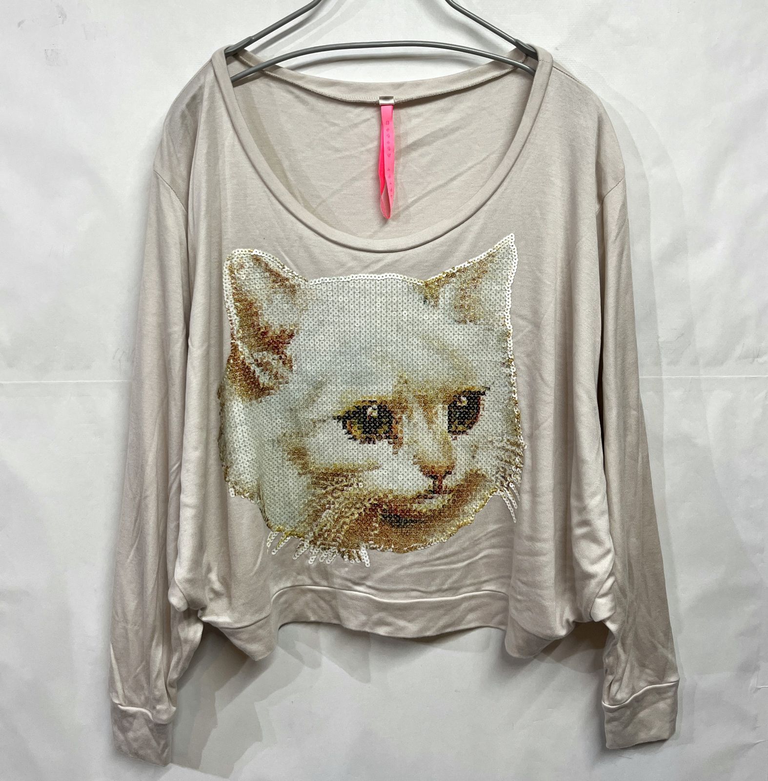 ahcahcum⇔muchacha｜あちゃちゅむ⇔ムチャチャ 猫 ネコ CAT キャット スパンコール ドルマンカットソー ブラウス