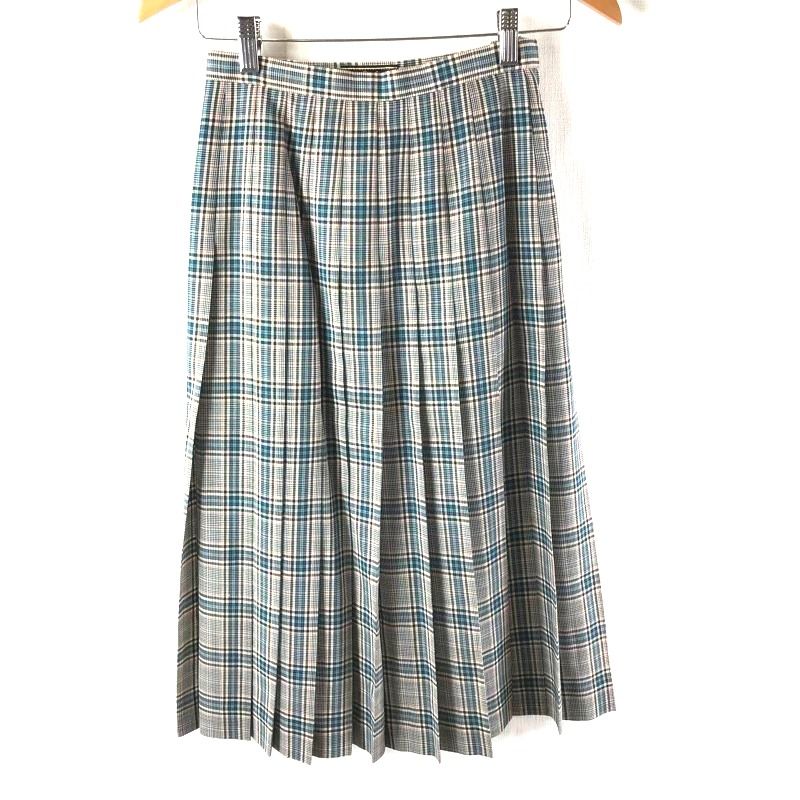 レリアン leilian スカート チェック 裏地付き ロング ファスナー ベージュ プリーツ 黒 緑 7サイズ 2025092100214