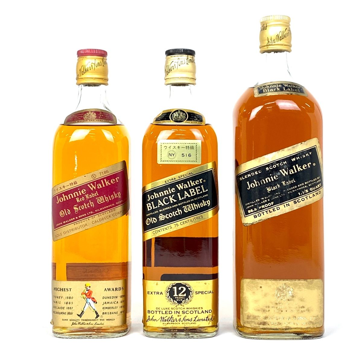 3本 ジョニーウォーカー JOHNNIE WALKER レッドラベル 12年 ブラック