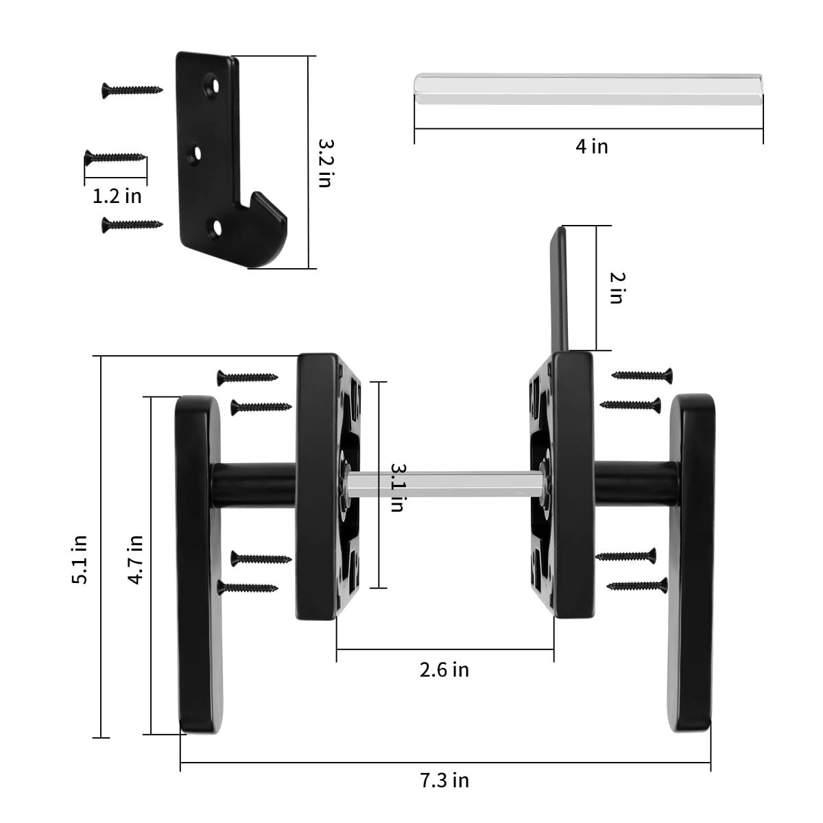Bdmetals ゲートラッチ 高耐久 木製フェンス用 アルミニウム製 両面スイングドアラッチ ゲート金具 ブラック仕上げ