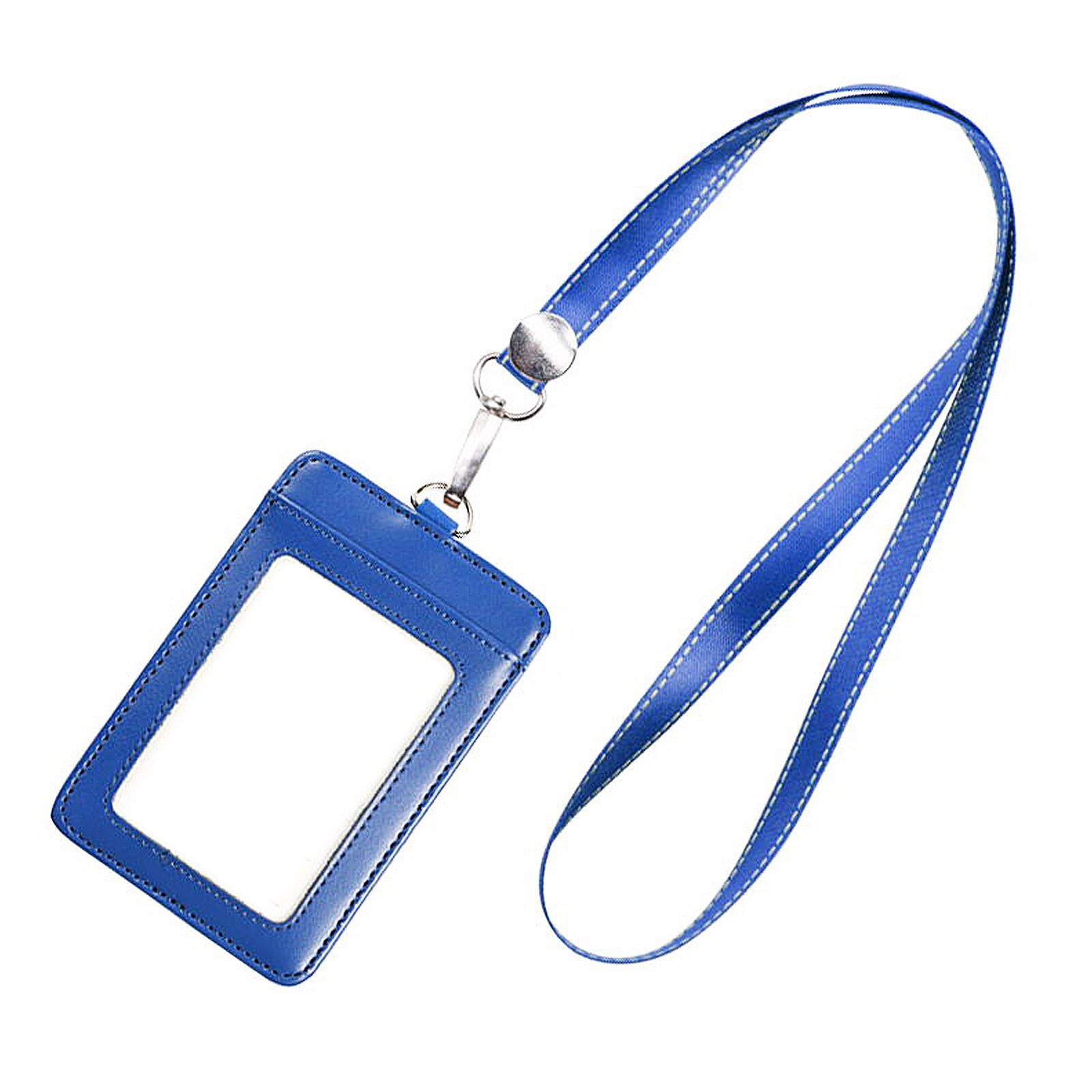 Affilato  レザー IDカードホルダー 縦 ストラップ 首掛け （ブルー）