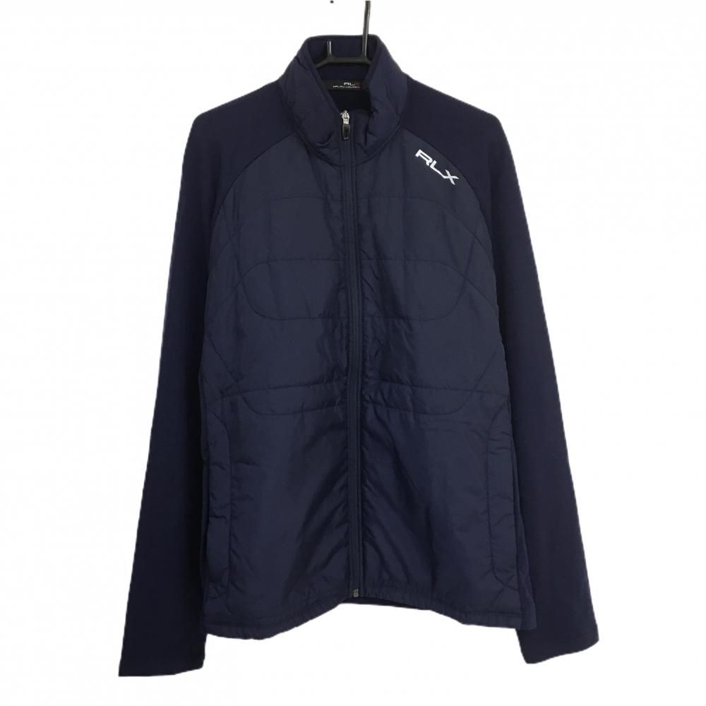 【中古】RLX 中綿ゴルフジャケット 美品】RLXラルフローレン 異素材中綿ジャケット ネイビー 前身頃中綿