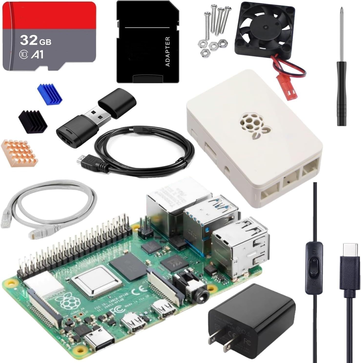 Vesiri Raspberry Pi 4B Starter Kit技適取得済 Raspberry Pi 4 Model B RAM 4GB |ラズベリーパイ4B|32GB カード|5V 3A USB-Type-C ON|OFFスイッチ付き電源アダプター