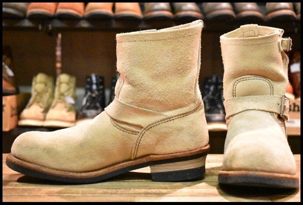 9.5D 10年 レッドウィング 2965 ショート スエードエンジニア ホーソーンアビレーンラフアウト スチール ブーツ redwing HOPESMORE FE451