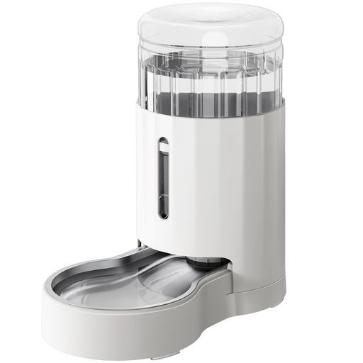 JUNSPOWペット給水器、6L重力式大容量ステンレス製給水器、100%BPAフリー自動ペット給水器、ホワイト猫と小型/中型犬用
