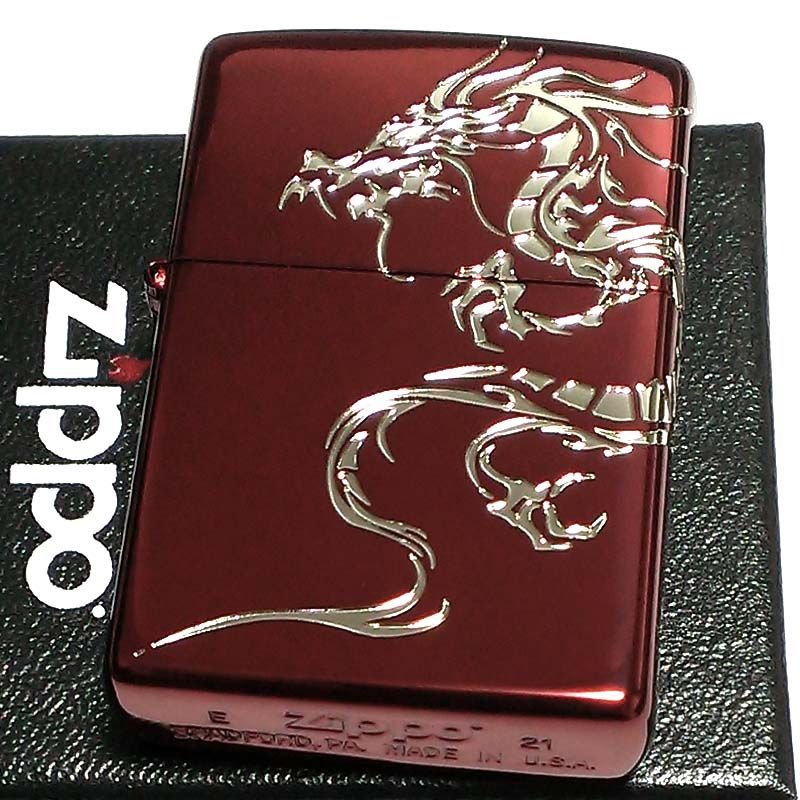 ZIPPO ライター ドラゴンタトゥー ジッポ 龍 ワインレッド トライバル 