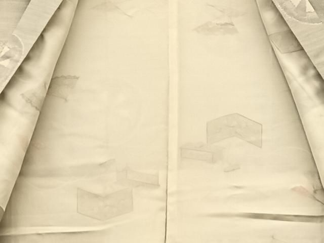 平和屋着物○本場大島紬 アンサンブル 白泥染め 白大島 重ね源氏車文