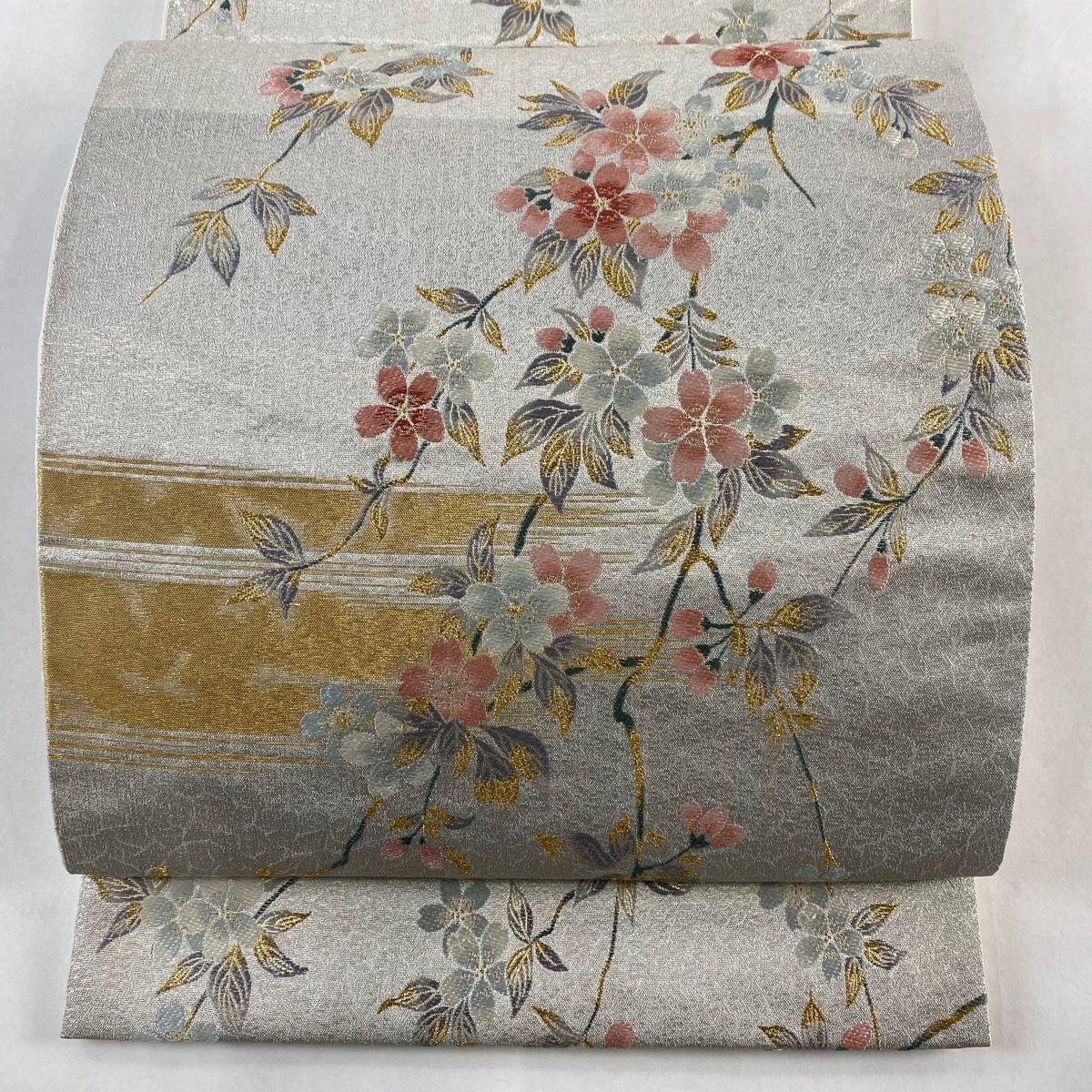 袋帯 秀品 桜 霞 金糸 箔 銀色 六通 正絹 【中古】 - メルカリ 