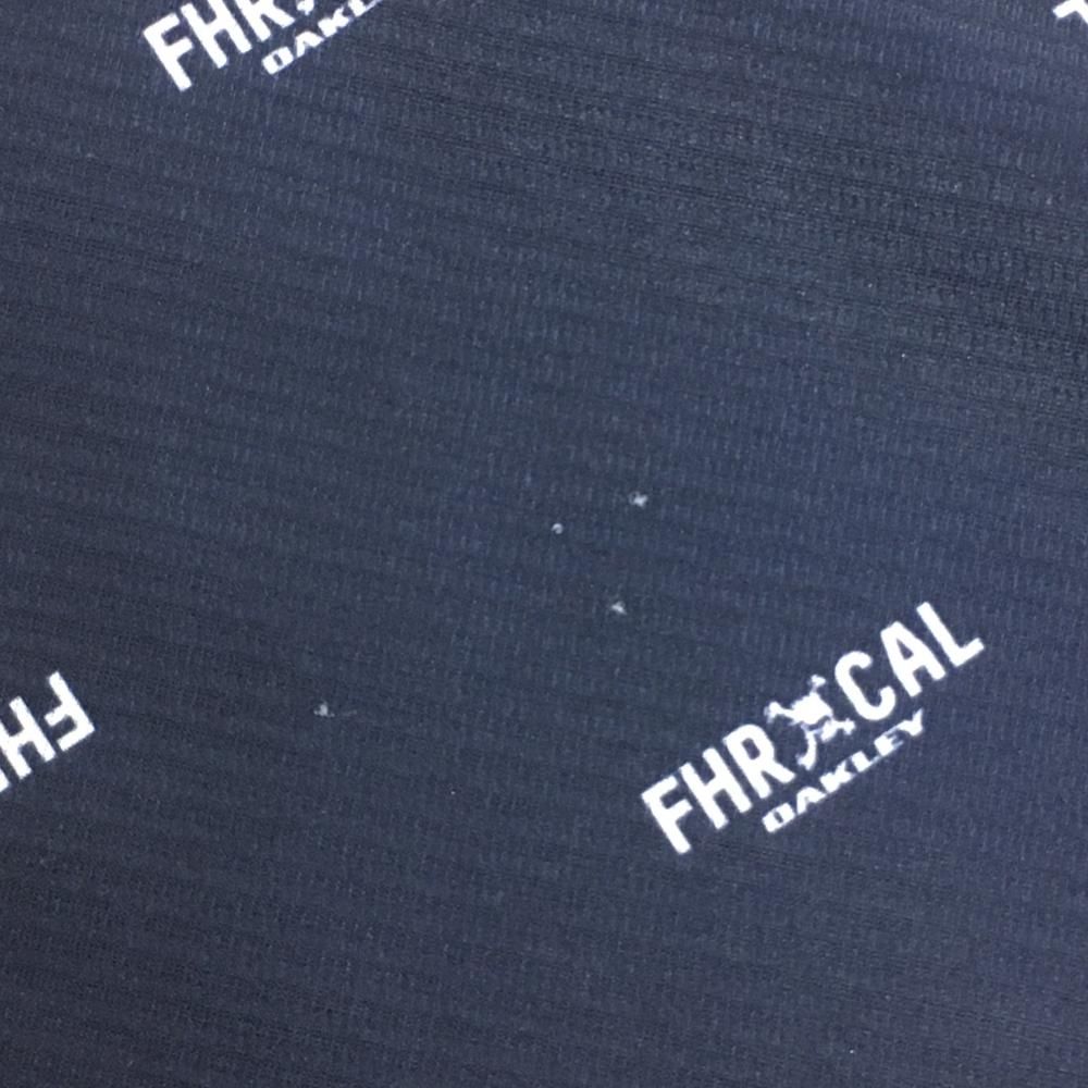 超美品】オークリー 半袖ポロシャツ ネイビー×白 ロゴ総柄