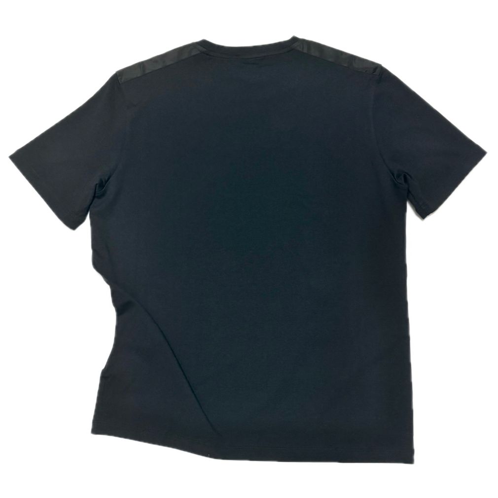 新品プラダPRADAメンズ異素材mix クルーネックロゴTシャツ黒#XXL 