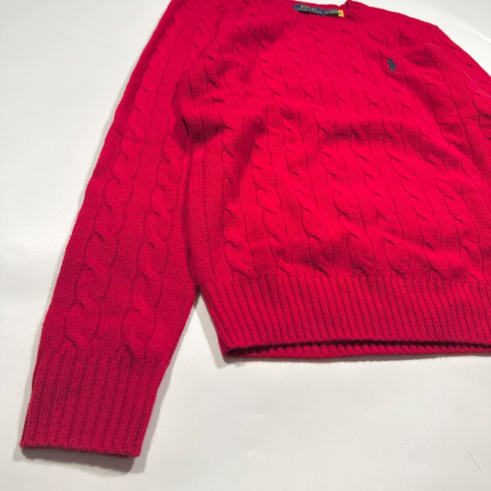 ポロラルフローレン POLO RALPH LAUREN 現行 ケーブルニット S レッド 赤 カシミヤ