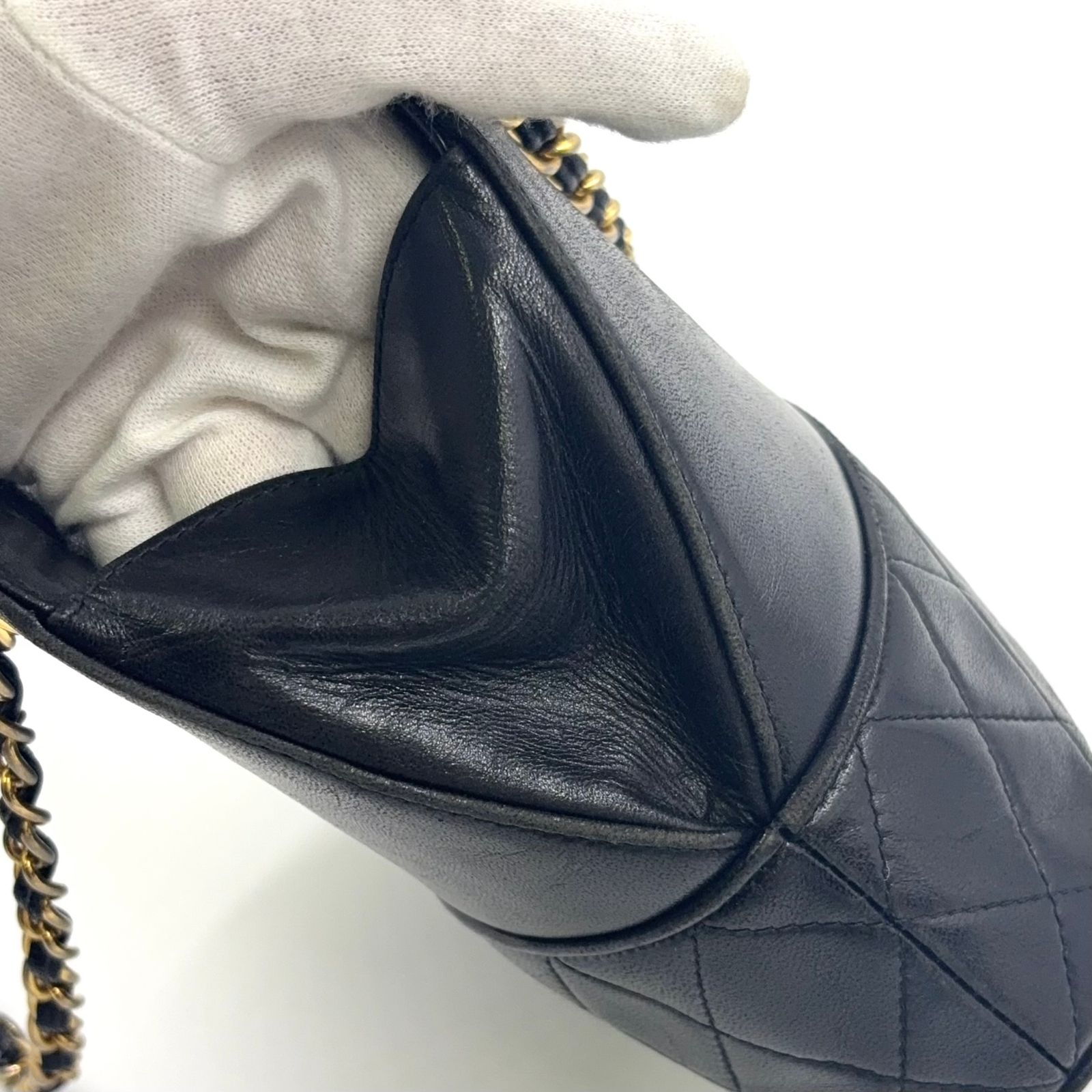 CHANEL ココマーク フリンジ チェーン ラムスキン ブラック