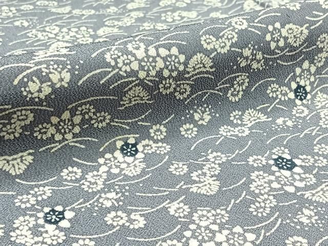 平和屋着物▽上質な小紋 単衣 本藍 型絵染 草花文