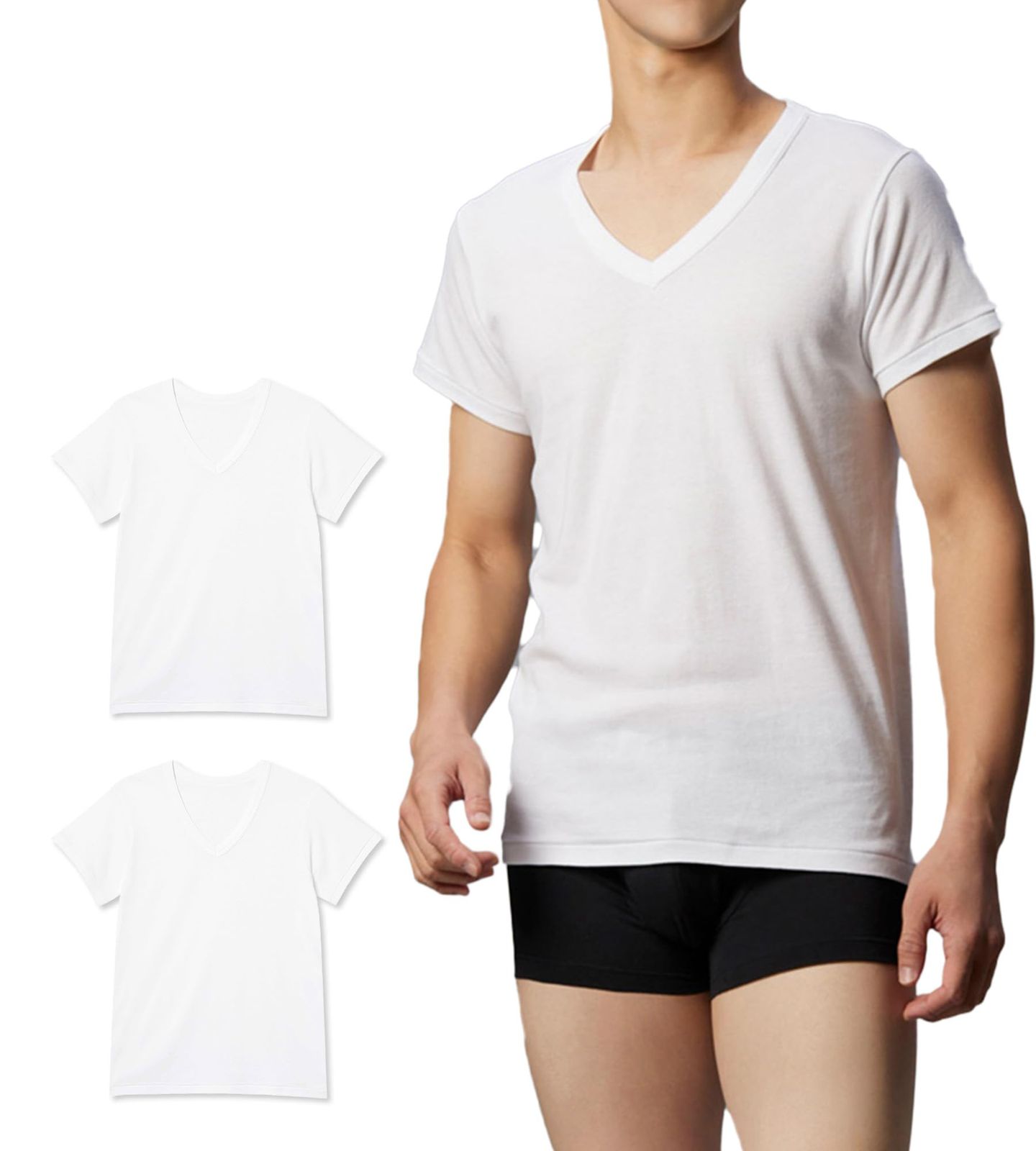 新品 [ブロス バイ ワコールメン] インナーシャツ 【2枚組】 3分袖 半袖 綿100%(本体) 伸縮性 肌着 下着 インナー 白 GL3500 メンズ