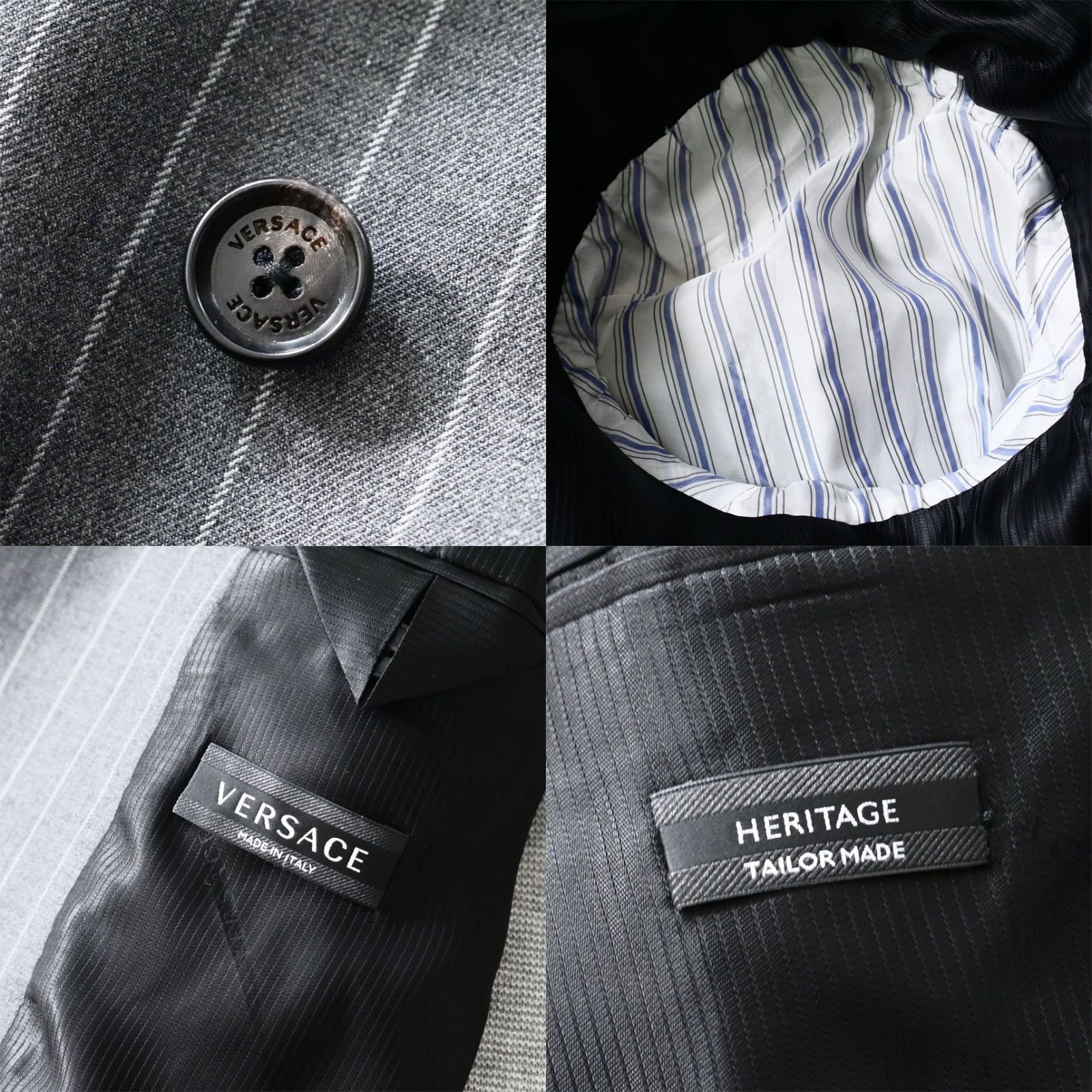 【至高イタリア製】 VERSACE 最高級ウール　ジャケット　1ボタン　ネイビー 至高イタリア製】 VERSACE 最高級ウールジャケット1ボタンネイビー