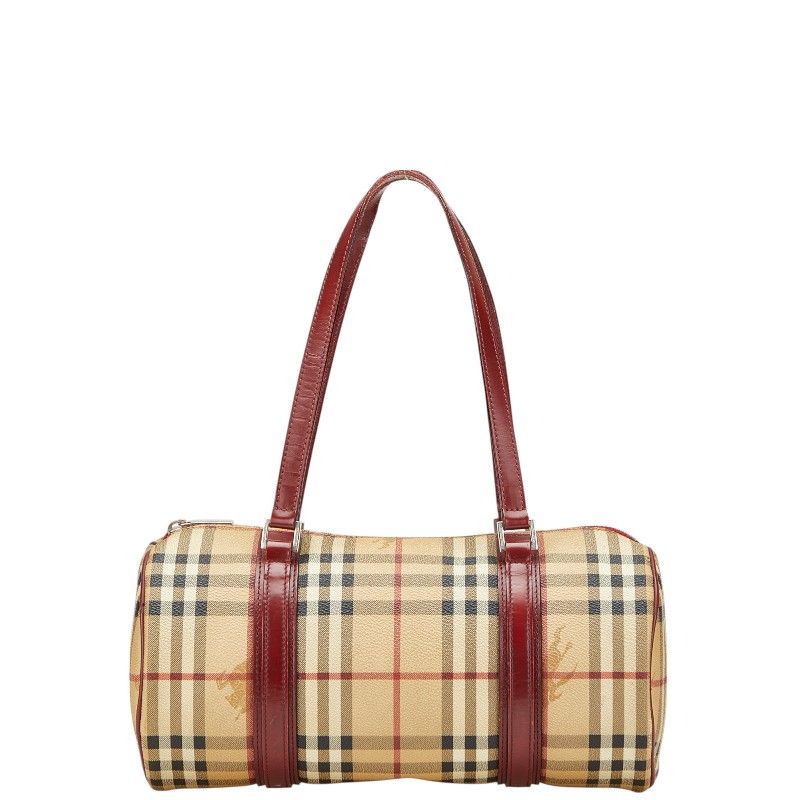 バーバリー ノバチェック シャドーホース ベージュ レッド PVC レザー レディース BURBERRY 205-20379