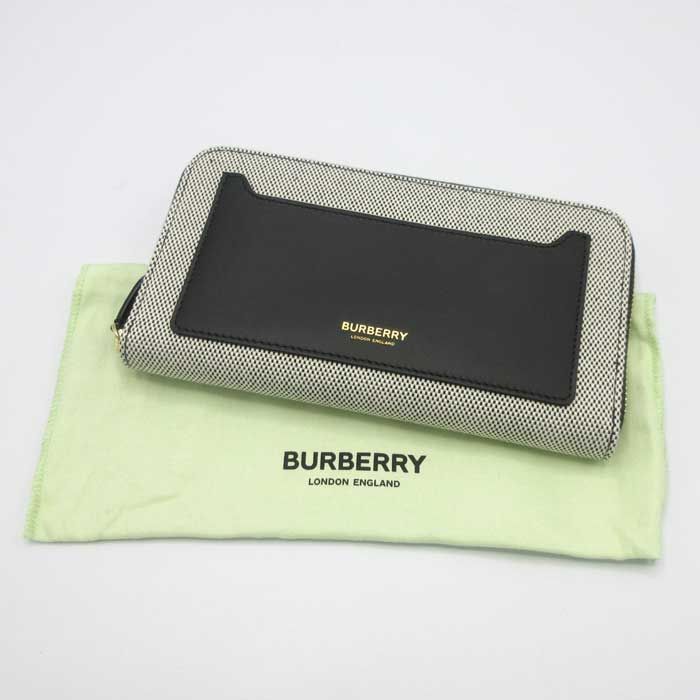 バーバリー 長財布 BURBERRY コットン ソリッド ラージ ジップ  