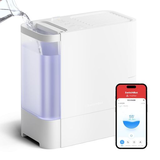 SwitchBot加湿器気化式Alexa大容量-4.5L21畳対応スイッチボット18dB静音省エネ上から給水加湿量最大750ml|h抗菌フィルター自動乾燥最大22.5時間連続稼働冬乾燥対策花粉症対策スマホで操作