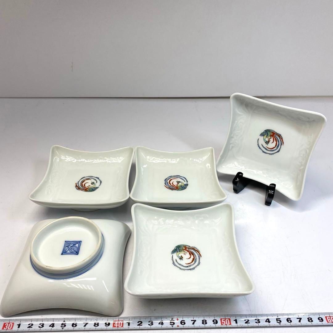 12代　酒井田柿右衛門　角皿5枚　幅10.5㎝　東な6-0505② 12代 酒井田柿右衛門 角皿5枚 幅10.5㎝ 東な6-0505② - メルカリ