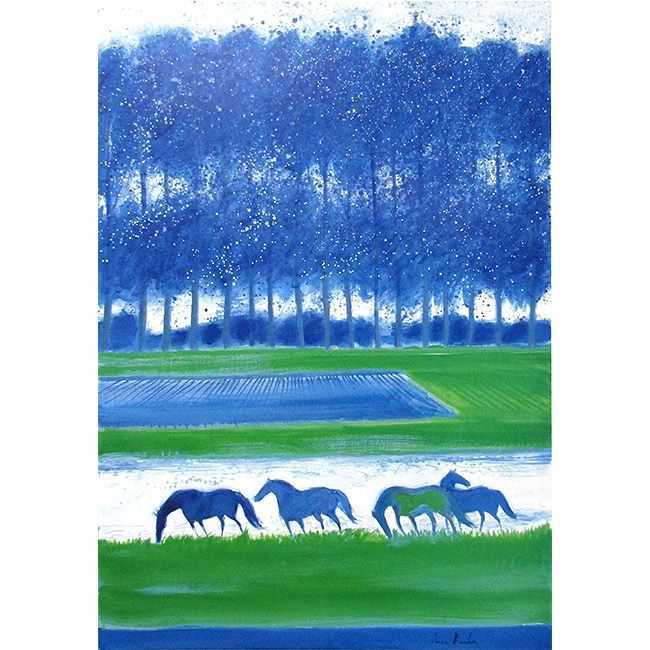 複製画 ブラジリエ 「フランス・ヴェクサン、森の前の馬」 白額付き