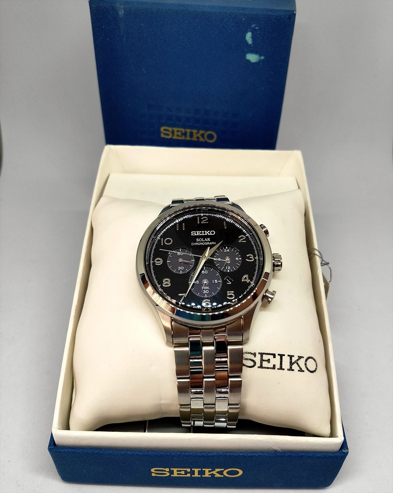 セイコーSEIKO/SOLARソーラークロノグラフ BLACK 未使用 100m防水