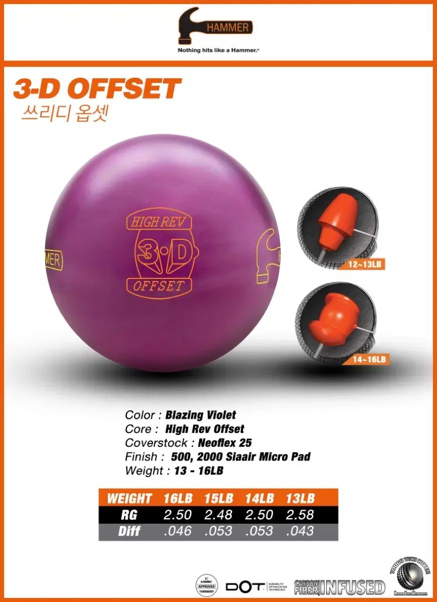 ボール ハンマー 3D オフセット バイオレット 14p