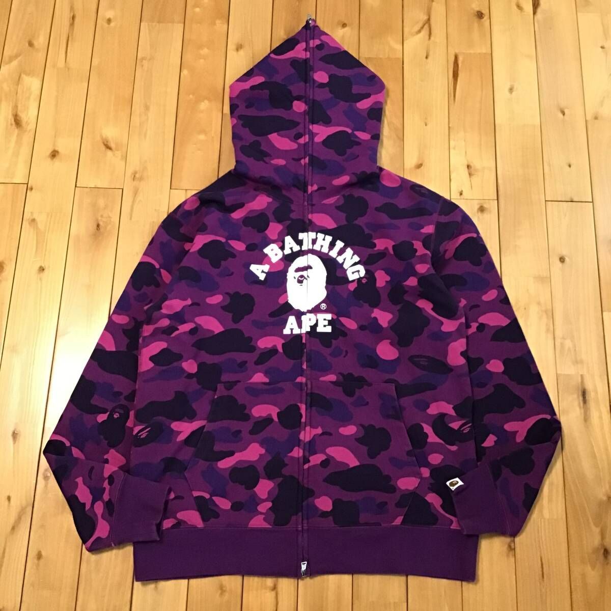 ☆3XL☆ Purple camo カレッジロゴ パーカー a bathing ape BAPE full 