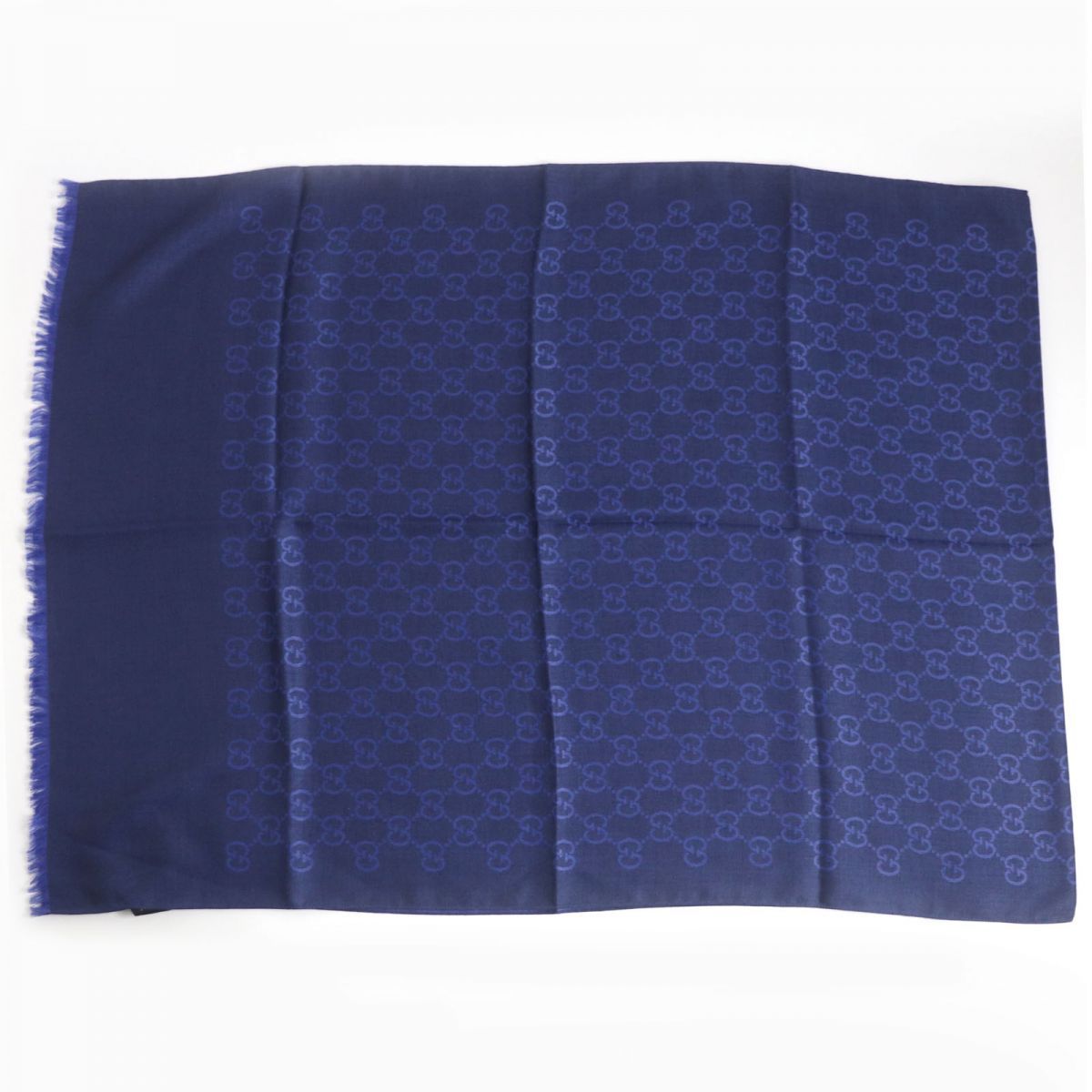 未使用品□GUCCI/グッチ 165903 GG総柄 ウール×シルク フリンジ
