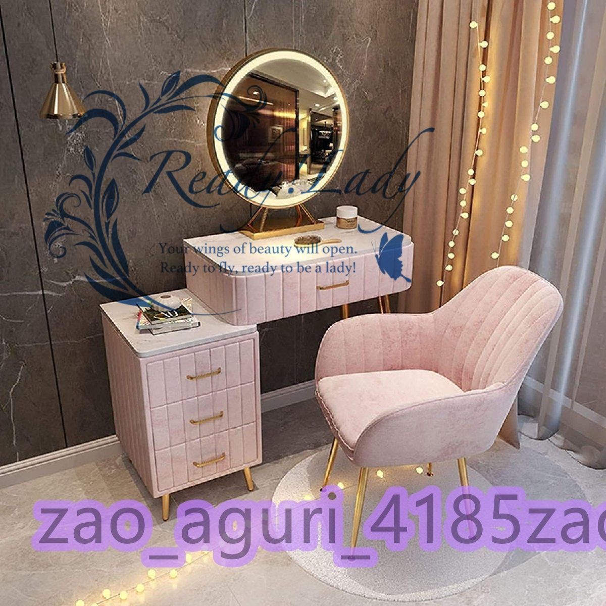 即日発送可能 大人気 ゴールド 60cm 北欧風ドレッサースツールライト