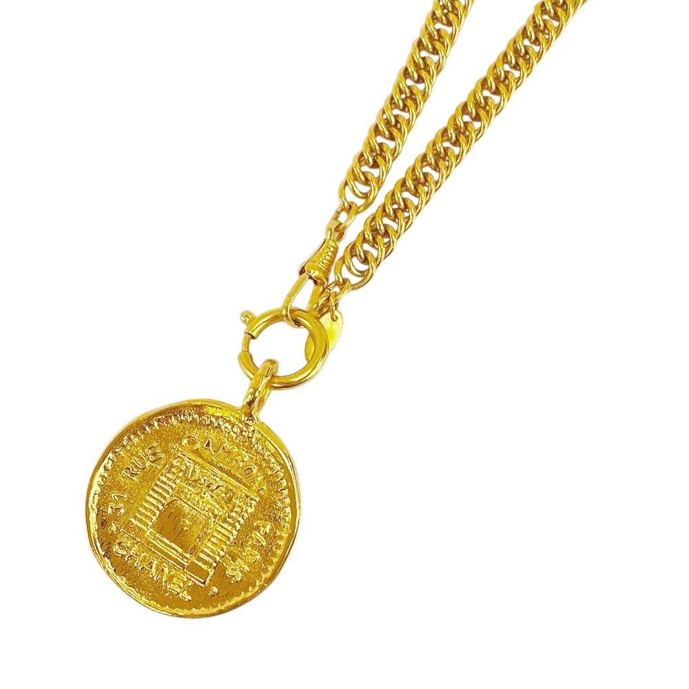 新同 ヴィンテージ シャネル 31 RUE CAMBOM コイン メダル ロング ネックレス ゴールド GP 415920 1
