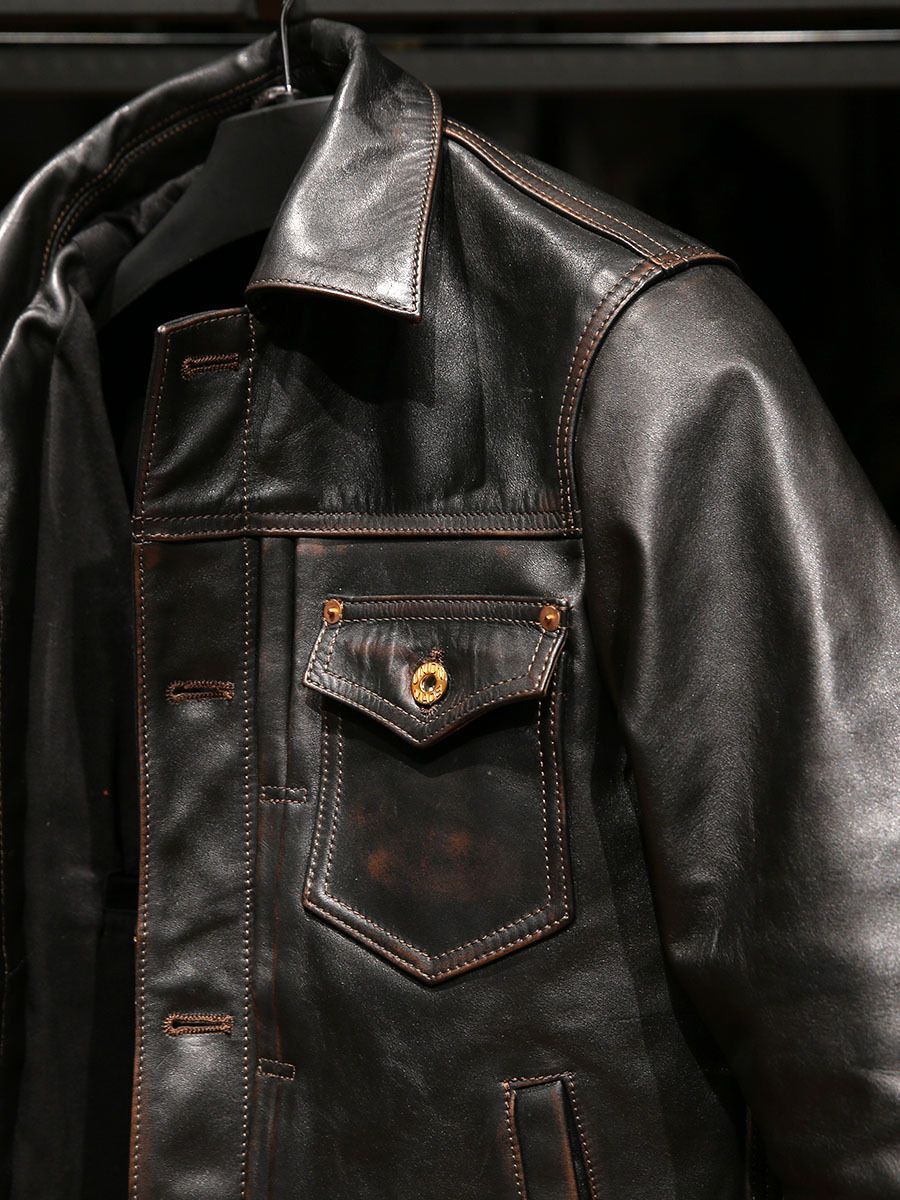 ジャケット メンズ 革ジャン 馬革 ホースハイドレザージャケット ライダースジャケットヴィンテージ加工 jjfff