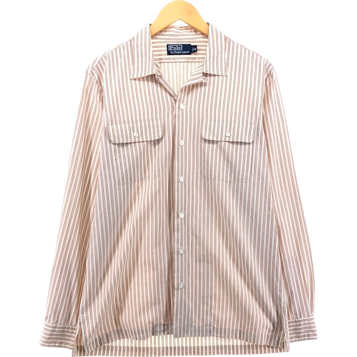 古着 ラルフローレン Ralph Lauren POLO by Ralph Lauren オープン 長袖 コットンストライプシャツ メンズM相当|eaa557951
